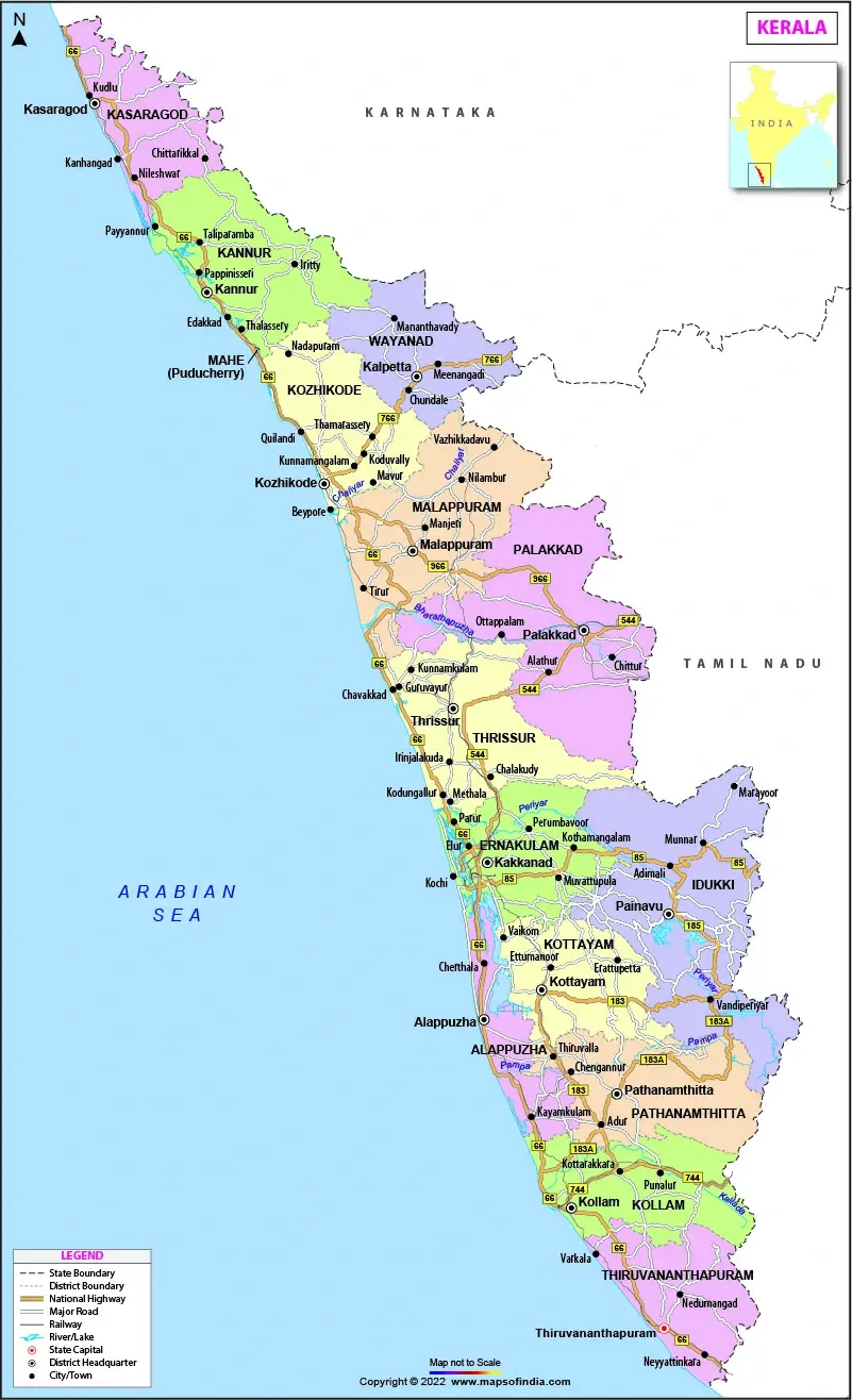 Stylized Map of Kerala